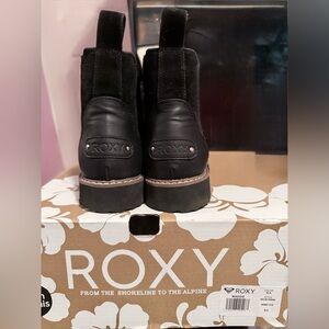 Roxy Black Leather-Look Ankle Boots